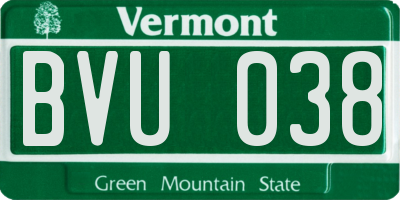 VT license plate BVU038