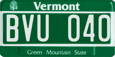 VT license plate BVU040