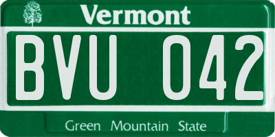VT license plate BVU042