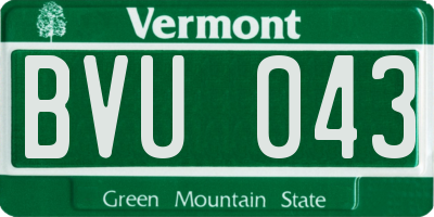 VT license plate BVU043