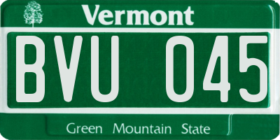 VT license plate BVU045