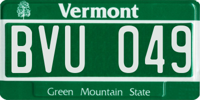 VT license plate BVU049