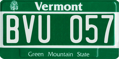 VT license plate BVU057