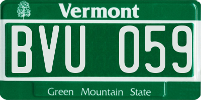 VT license plate BVU059