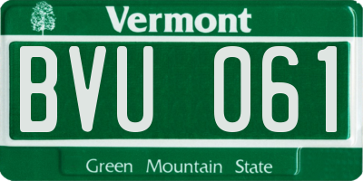 VT license plate BVU061