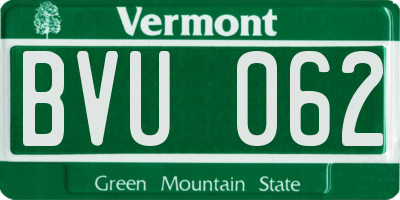 VT license plate BVU062