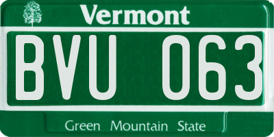 VT license plate BVU063