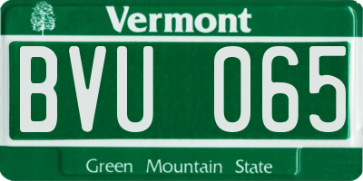 VT license plate BVU065