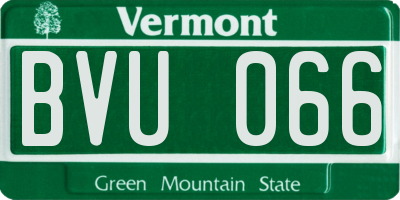VT license plate BVU066