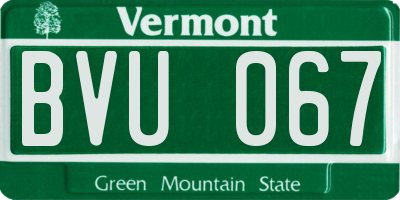 VT license plate BVU067