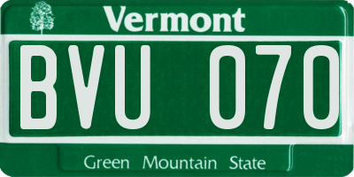 VT license plate BVU070