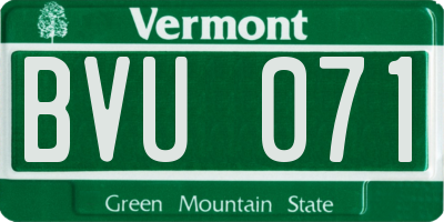 VT license plate BVU071