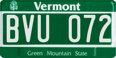 VT license plate BVU072