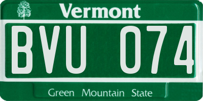 VT license plate BVU074