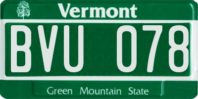 VT license plate BVU078