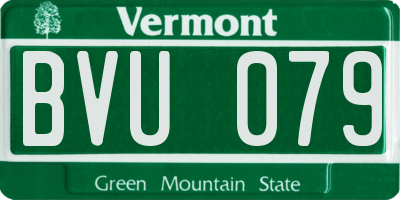 VT license plate BVU079