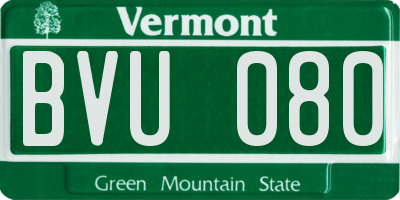 VT license plate BVU080