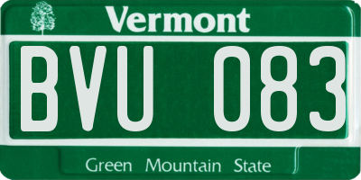 VT license plate BVU083