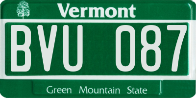 VT license plate BVU087