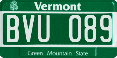 VT license plate BVU089