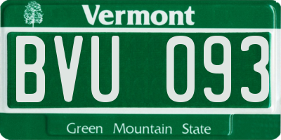 VT license plate BVU093