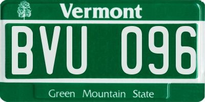 VT license plate BVU096