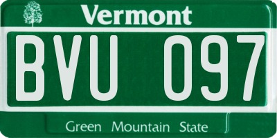 VT license plate BVU097