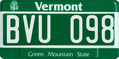 VT license plate BVU098