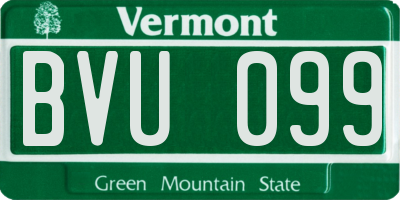 VT license plate BVU099
