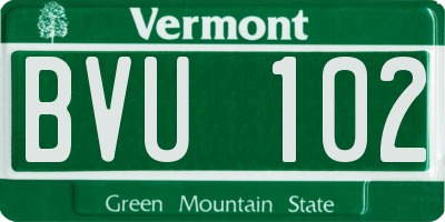 VT license plate BVU102