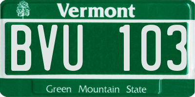 VT license plate BVU103