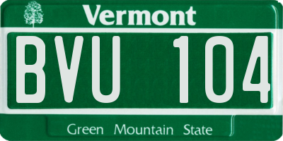 VT license plate BVU104