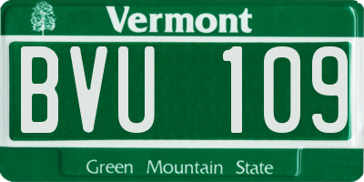 VT license plate BVU109
