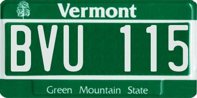 VT license plate BVU115