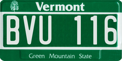 VT license plate BVU116