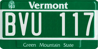 VT license plate BVU117