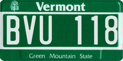 VT license plate BVU118