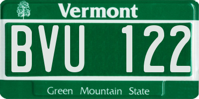 VT license plate BVU122