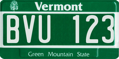VT license plate BVU123