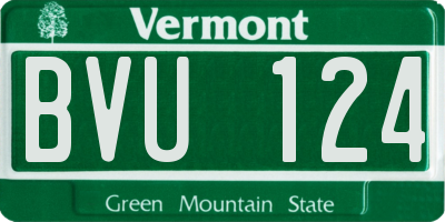VT license plate BVU124