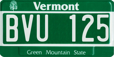 VT license plate BVU125