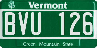 VT license plate BVU126