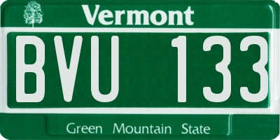 VT license plate BVU133