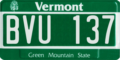 VT license plate BVU137