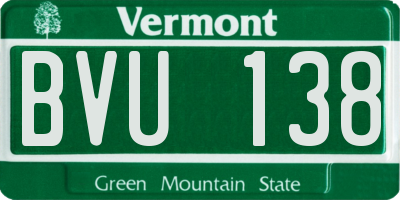 VT license plate BVU138
