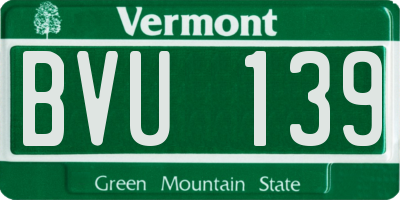 VT license plate BVU139