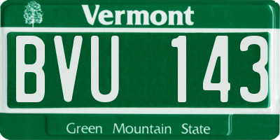 VT license plate BVU143