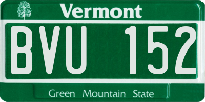 VT license plate BVU152