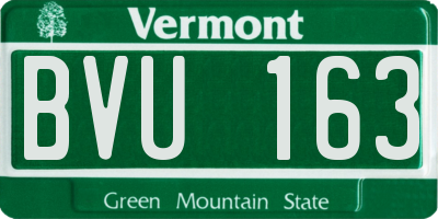 VT license plate BVU163