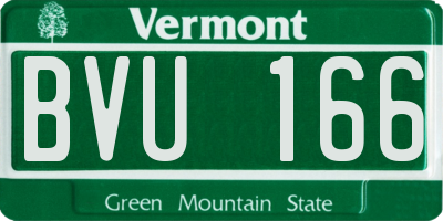 VT license plate BVU166
